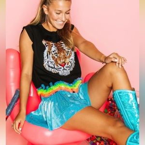 Queen of Sparkles Sleeveless Tiger Sweater in Black OR White (Small)